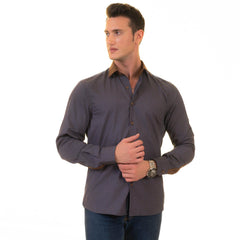 Gravity Homme Men's Long Sleeve Button Down / Geneva Brown S2 - Gravity Homme