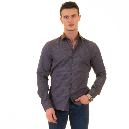 Gravity Homme Men's Long Sleeve Button Down / Geneva Brown S2 - Gravity Homme