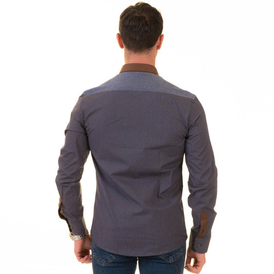 Gravity Homme Men's Long Sleeve Button Down / Geneva Brown S2 - Gravity Homme