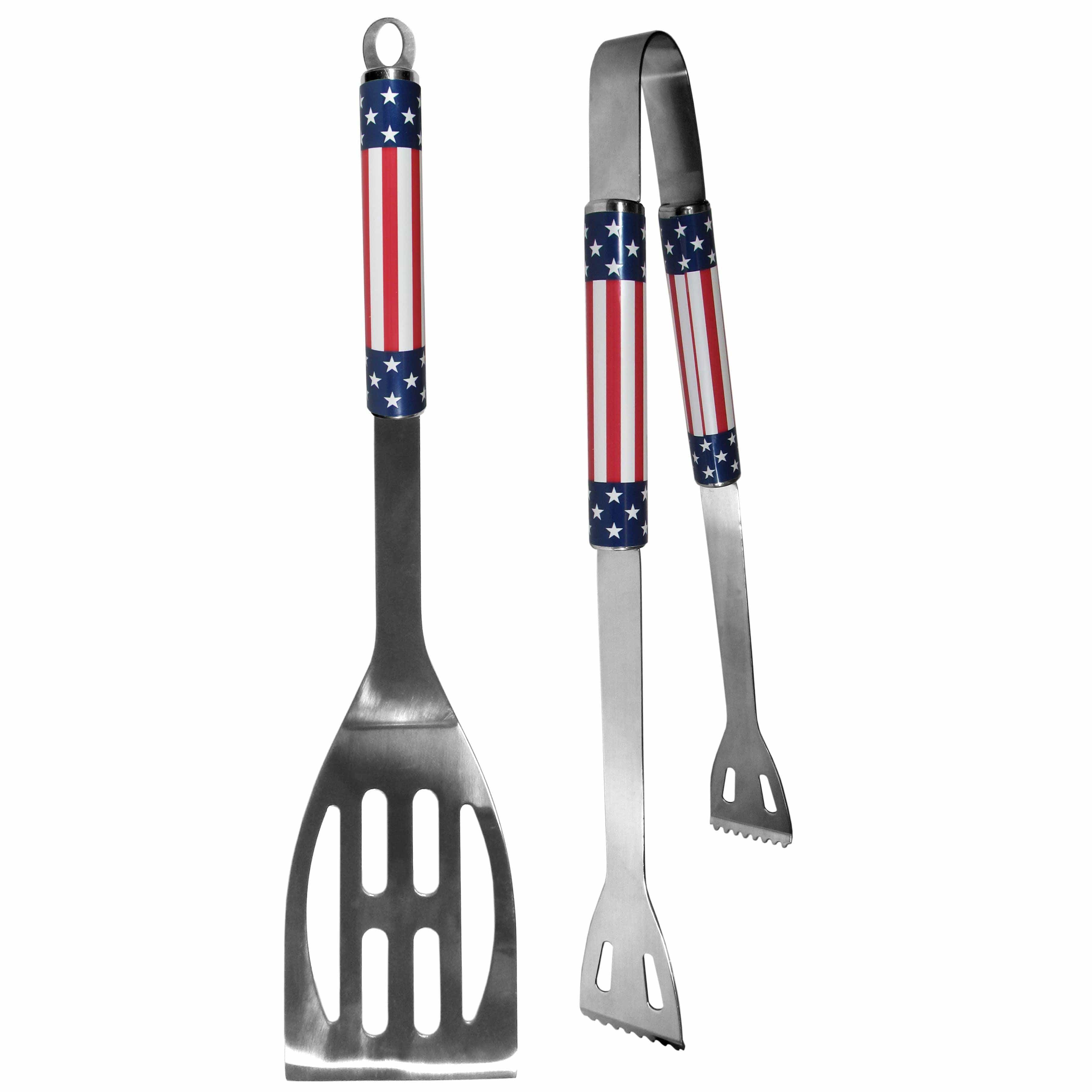 Stars & Stripes 2 pc Steel BBQ Tool Set - Flyclothing LLC