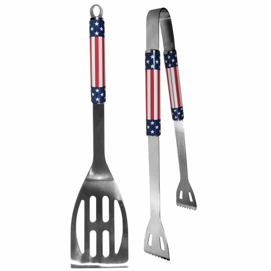 Stars & Stripes 2 pc Steel BBQ Tool Set - Flyclothing LLC