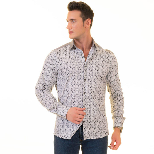 Gravity Homme Men's Long Sleeve Button Down / Positano Gray S6 - Gravity Homme