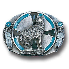 Southwest Wolf Enameled Belt Buckle - Flyclothing LLC