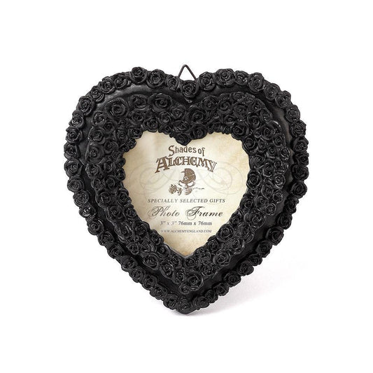 The Vault Small Black Rose Heart Photo Frame - Alchemy Gothic