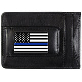 Thin Blue Line Police Flag Leather Cash and Cardholder  - Siskiyou Buckle