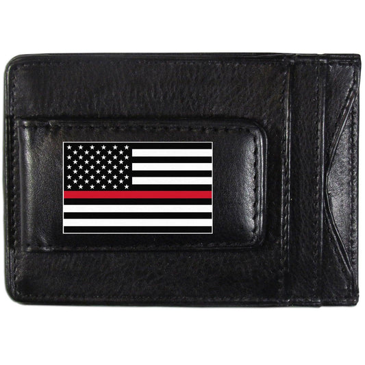 Thin Red Line Firefighter Flag Leather Cash and Cardholder  - Siskiyou Buckle