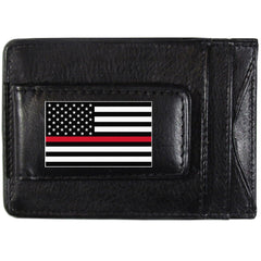 Thin Red Line Firefighter Flag Leather Cash and Cardholder  - Siskiyou Buckle