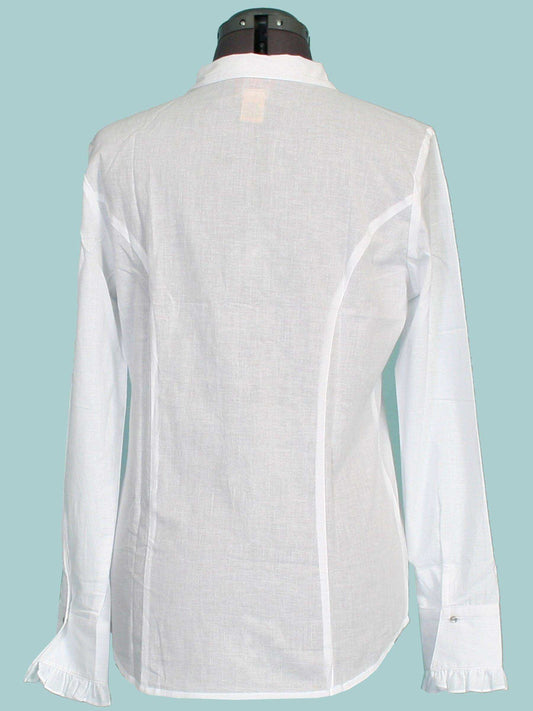 Scully WHITE 100% COTTON CENTER RUFFLE BLOUSE - Scully Leather - Flyclothing LLC