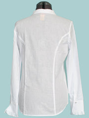 Scully WHITE 100% COTTON CENTER RUFFLE BLOUSE - Flyclothing LLC
