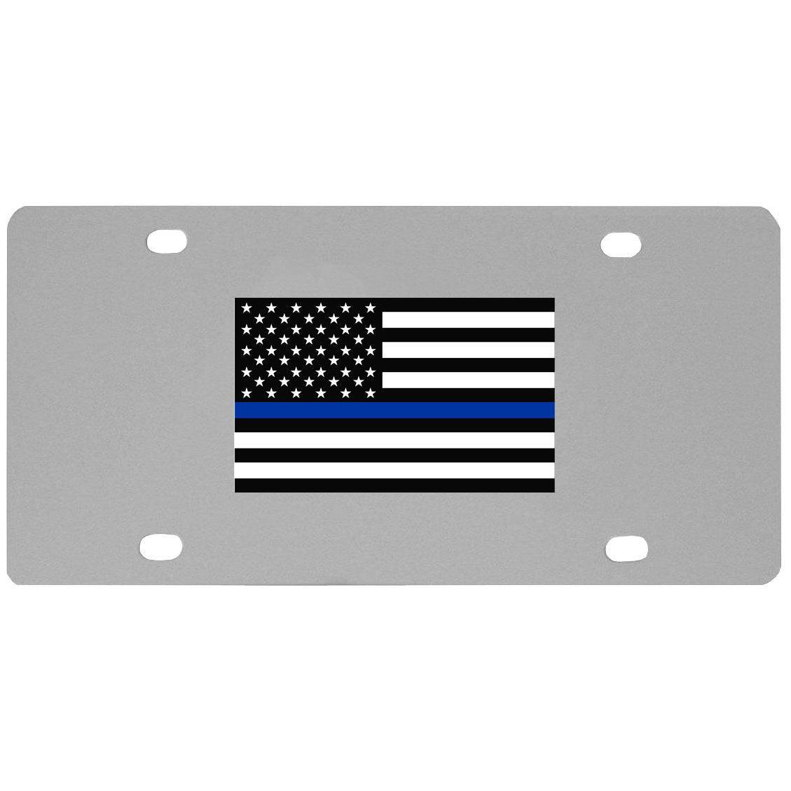 Thin Blue Line Police Flag License Plate Wall Plaque - Siskiyou Buckle
