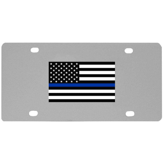 Thin Blue Line Police Flag License Plate Wall Plaque - Siskiyou Buckle