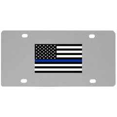 Thin Blue Line Police Flag License Plate Wall Plaque - Siskiyou Buckle