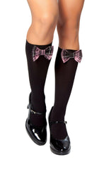 Roma Costume Knee High Stocking w/ Plaid Bows - Flyclothing LLC