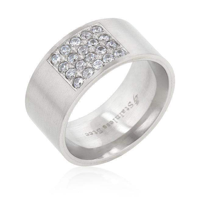 Stainless Steel Pave Cubic Zirconia Mens Ring - JGI - Flyclothing LLC