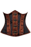 Daisy Corsets Top Drawer Black & Brown Steel Boned Underbust Corset - Daisy Corsets