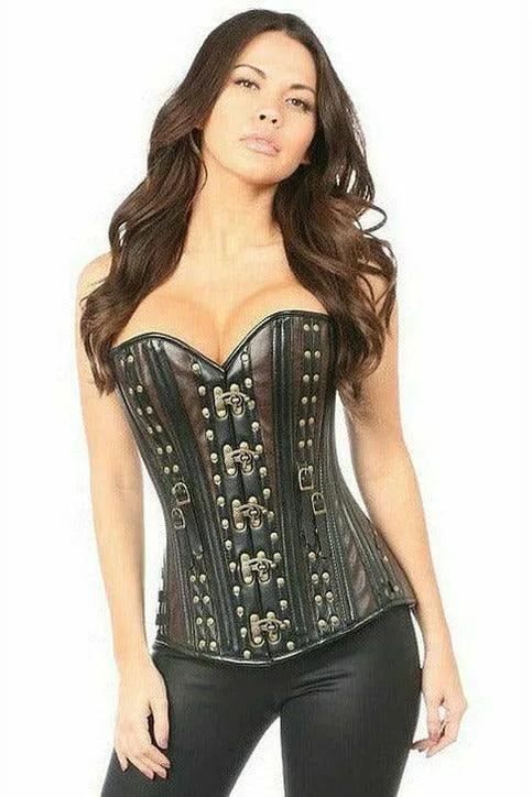Daisy Corsets Top Drawer Faux Leather Steel Boned Corset w/Rivets - Daisy Corsets