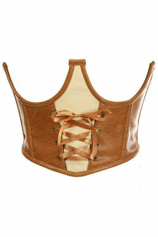 Daisy Corsets Top Drawer Faux Leather Steel Boned Lace-Up Open Cup Waist Cincher - Daisy Corsets