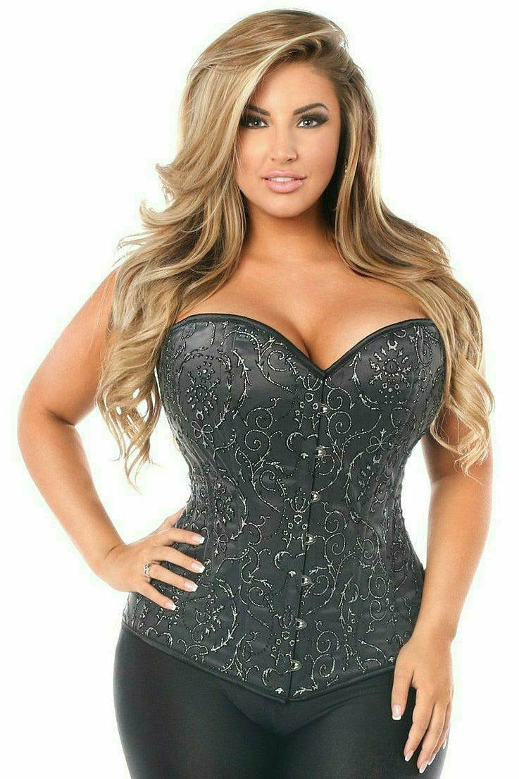 Daisy Corsets Top Drawer Elegant Black Embroidered Steel Boned Corset