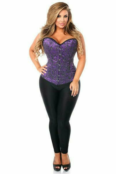 Daisy Corsets Top Drawer Elegant Purple Embroidered Steel Boned Corset