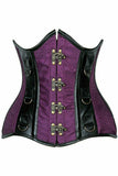 Daisy Corsets Top Drawer Plum Brocade & Faux Leather Steel Boned Under Bust Corset - Daisy Corsets