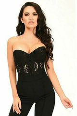 Daisy Corsets Top Drawer Black Underwire Sheer Lace Steel Boned Corset - Daisy Corsets - Flyclothing LLC