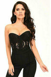 Daisy Corsets Top Drawer Black Underwire Sheer Lace Steel Boned Corset - Daisy Corsets - Flyclothing LLC
