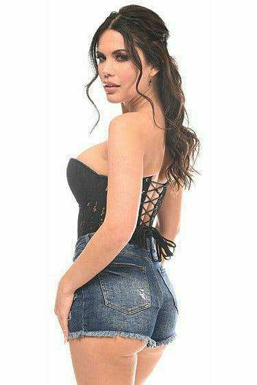 Daisy Corsets Top Drawer Black Underwire Sheer Lace Steel Boned Corset - Daisy Corsets - Flyclothing LLC