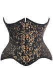 Daisy Corsets Top Drawer Black/Gold Brocade Double Steel Boned Under Bust Corset - Daisy Corsets