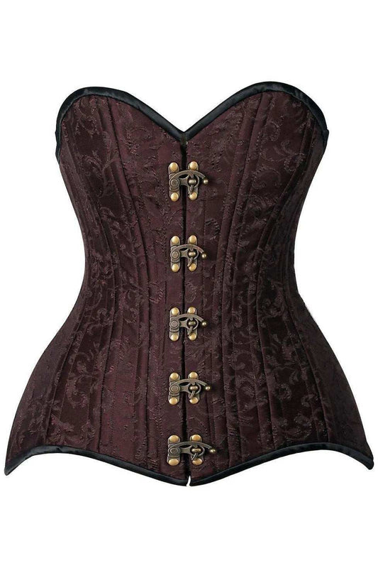 Daisy Corsets Top Drawer CURVY Brown Brocade Double Steel Boned Overbust Corset - Daisy Corsets - Flyclothing LLC