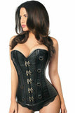 Daisy Corsets Top Drawer Black Brocade & Faux Leather Steel Boned Corset - Daisy Corsets