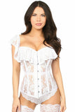 Daisy Corsets Top Drawer White Sheer Lace Steel Boned Corset - Daisy Corsets