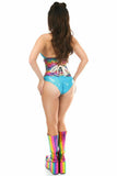 Daisy Corsets Top Drawer Rainbow Glitter Holo Steel Boned Mid Under Bust Corset - Daisy Corsets