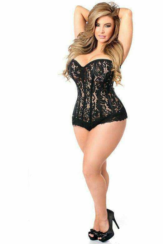 Daisy Corsets Top Drawer Black Lace Steel Boned Corset w/Rhinestones - Daisy Corsets - Flyclothing LLC
