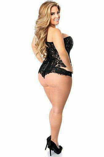 Daisy Corsets Top Drawer Black Lace Steel Boned Corset w/Rhinestones - Daisy Corsets - Flyclothing LLC