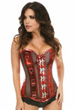 Daisy Corsets Top Drawer Red Metallic PVC & Fishnet Steel Boned Corset - Daisy Corsets