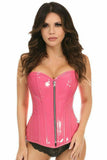 Daisy Corsets Top Drawer Bubblegum Pink Patent PVC Steel Boned Over Bust Corset - Daisy Corsets