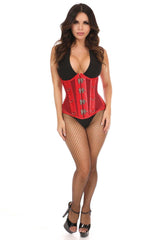 Daisy Corsets Top Drawer Red Faux Leather & Fishnet Steel Boned Under Bust Corset - Daisy Corsets - Flyclothing LLC