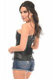 Daisy Corsets Top Drawer Black Faux Leather Steel Boned Overbust Corset - Daisy Corsets