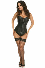 Daisy Corsets Top Drawer Black Faux Leather Steel Boned Overbust Corset - Daisy Corsets - Flyclothing LLC