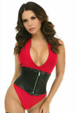 Daisy Corsets Top Drawer Black Faux Leather Steel Boned Mini Cincher - Daisy Corsets