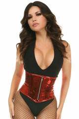 Daisy Corsets Top Drawer Red Metallic PVC Steel Boned Mini Cincher - Daisy Corsets - Flyclothing LLC