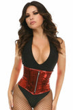 Daisy Corsets Top Drawer Red Metallic PVC Steel Boned Mini Cincher - Daisy Corsets