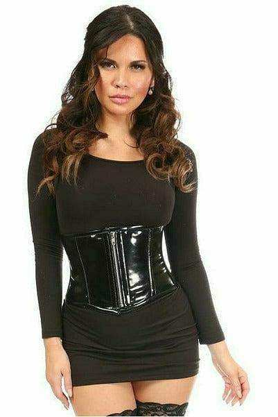 Daisy Corsets Top Drawer Black Patent Steel Boned Mini Cincher - Daisy Corsets - Flyclothing LLC