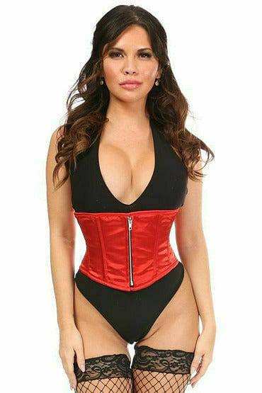 Daisy Corsets Top Drawer Red Satin Steel Boned Mini Cincher - Daisy Corsets - Flyclothing LLC