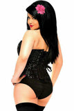 Daisy Corsets Top Drawer Black Sequin Steel Boned Corset - Daisy Corsets - Flyclothing LLC