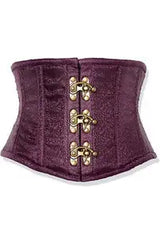 Daisy Corsets Top Drawer Plum Brocade Steel Boned Mini Cincher w/Clasps - Daisy Corsets - Flyclothing LLC