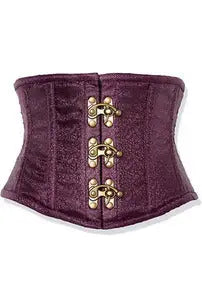 Daisy Corsets Top Drawer Plum Brocade Steel Boned Mini Cincher w/Clasps - Daisy Corsets - Flyclothing LLC