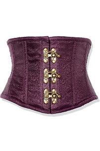 Daisy Corsets Top Drawer Plum Brocade Steel Boned Mini Cincher w/Clasps - Daisy Corsets