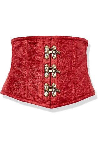 Daisy Corsets Top Drawer Wine Brocade Steel Boned Mini Cincher w/Clasps - Daisy Corsets