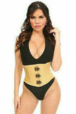 Daisy Corsets Top Drawer Gold Brocade Steel Boned Mini Cincher w/Clasps - Daisy Corsets